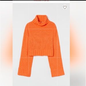 Orange H&M Cropped Turtleneck Sweater